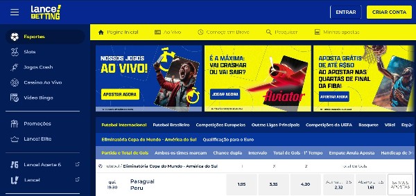 Site da Lance Betting é completo