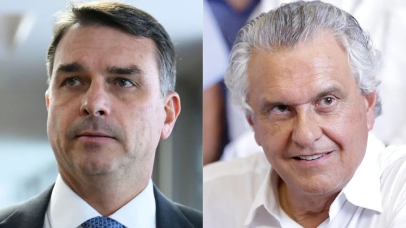 Segurança pública une Flávio Bolsonaro e Ronaldo Caiado