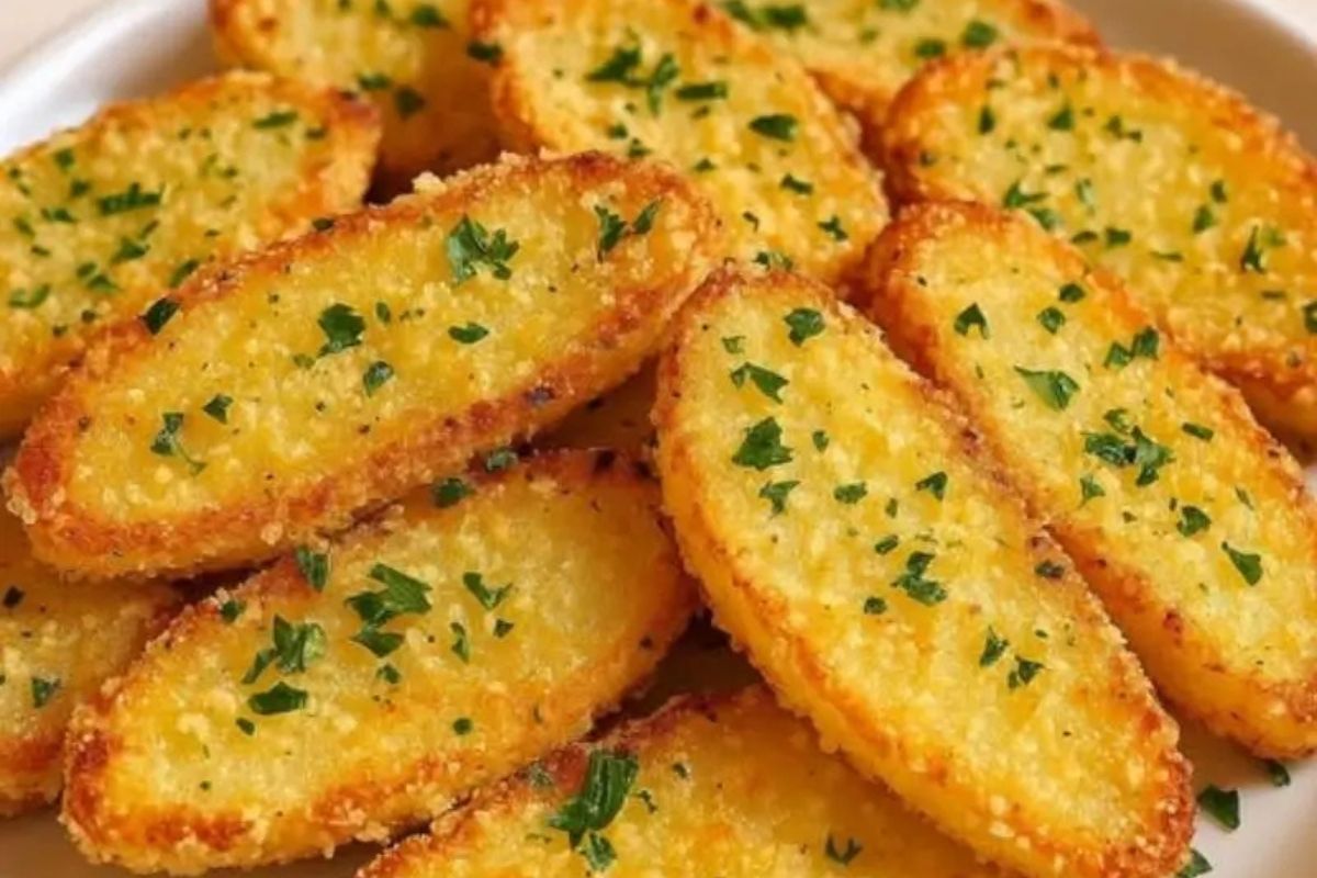 batatas douradas com alho e parmesão