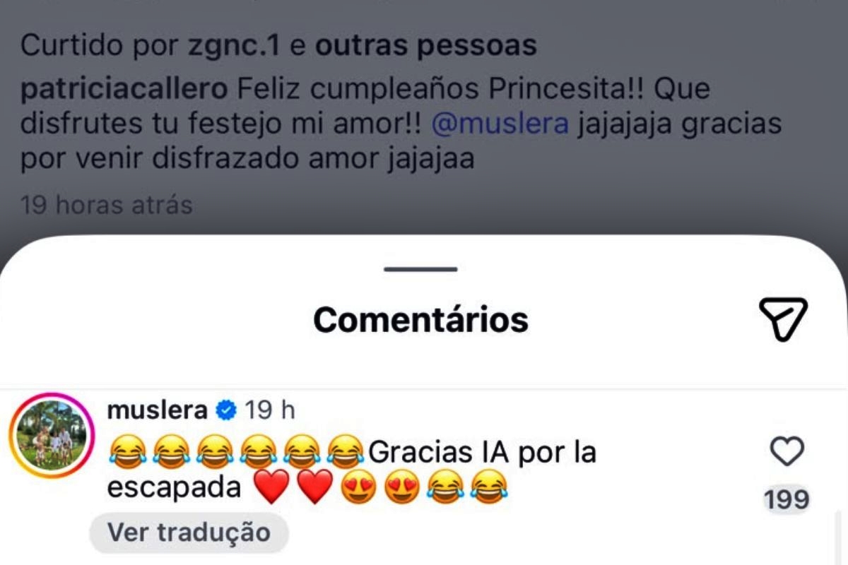 Captura de tela de comentários no post da esposa de Muslera