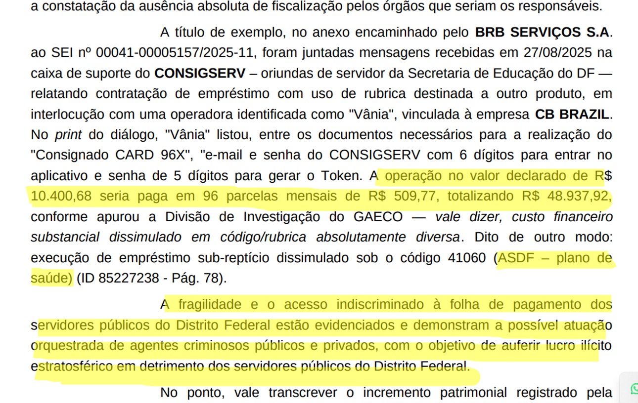 Trecho da decisão que autorizou a Operação Juros zero