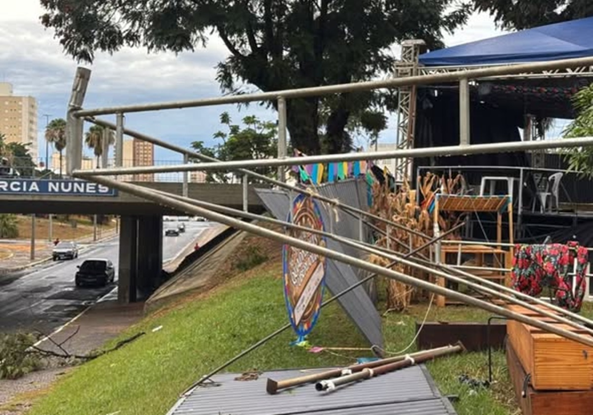 chuva granizo Uberlândia toldo desaba