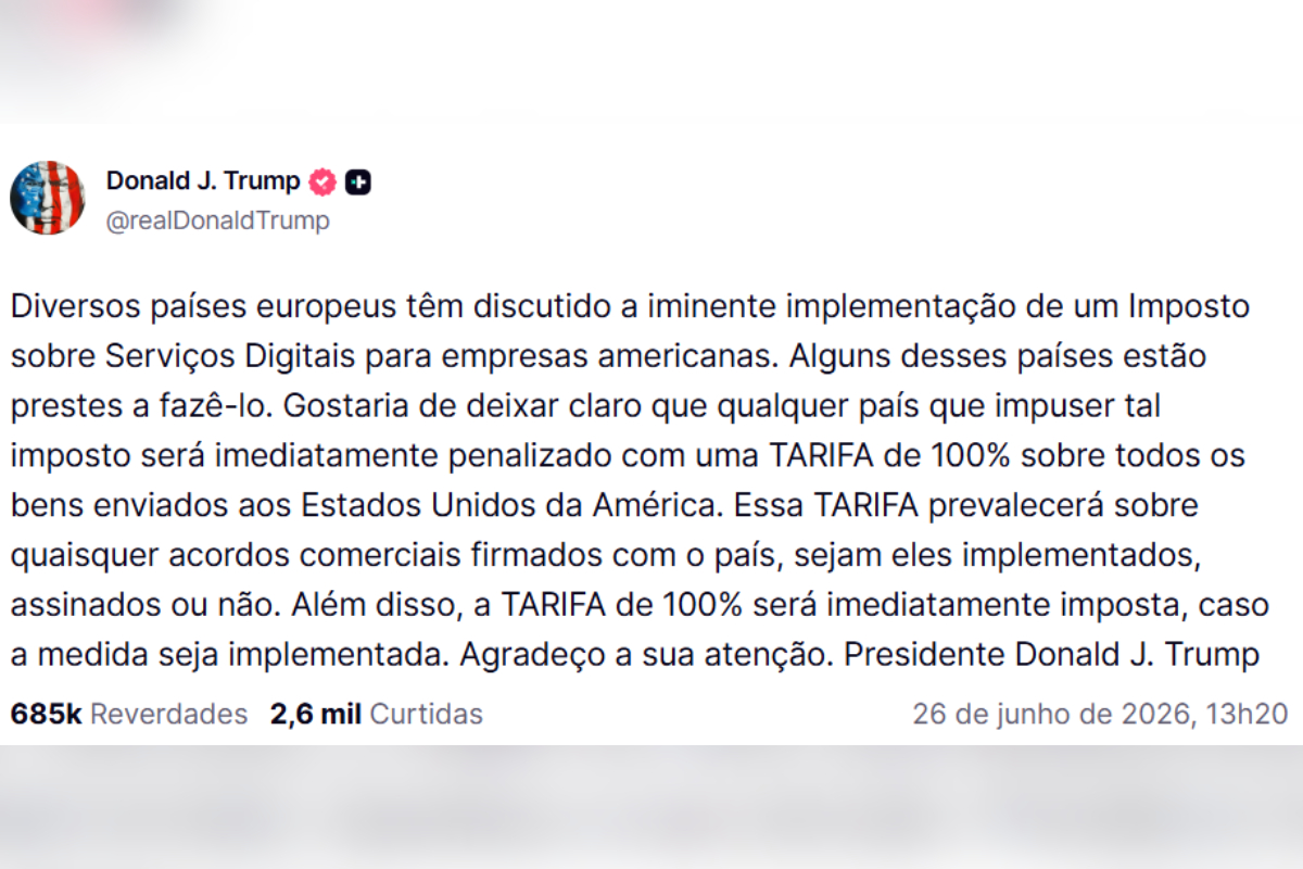 Imagem colorida, declaração Trump - Metrópoles