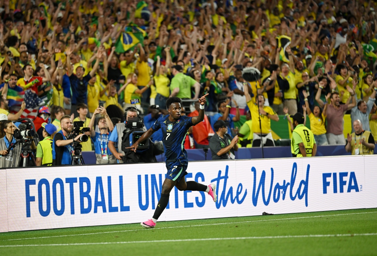 Vini Jr. comemora gol da Seleção Brasileira na Copa do Mundo