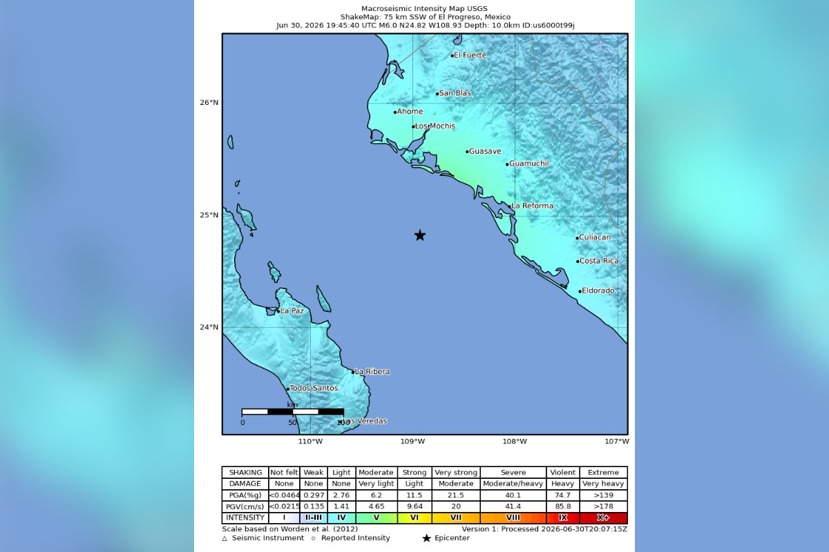 Terremoto de magnitude 6,0 atinge a costa do México