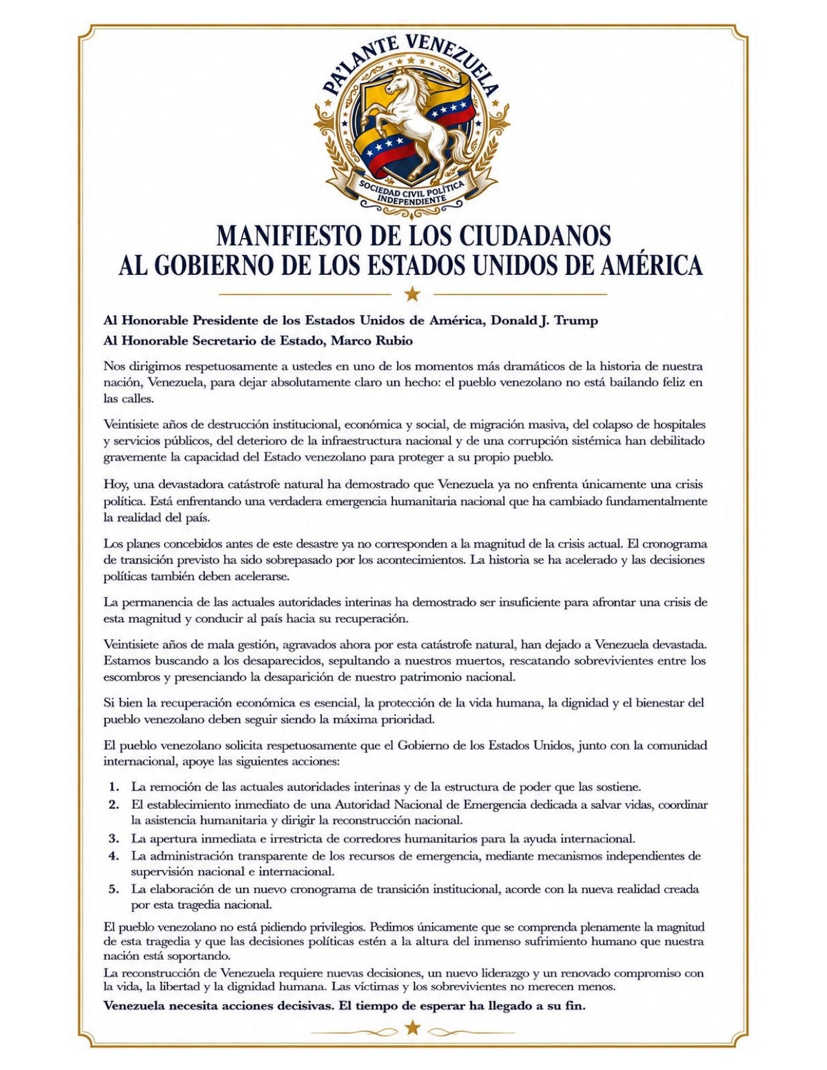 Imagem colorida mostra manifesto Venezuela - Metrópoles