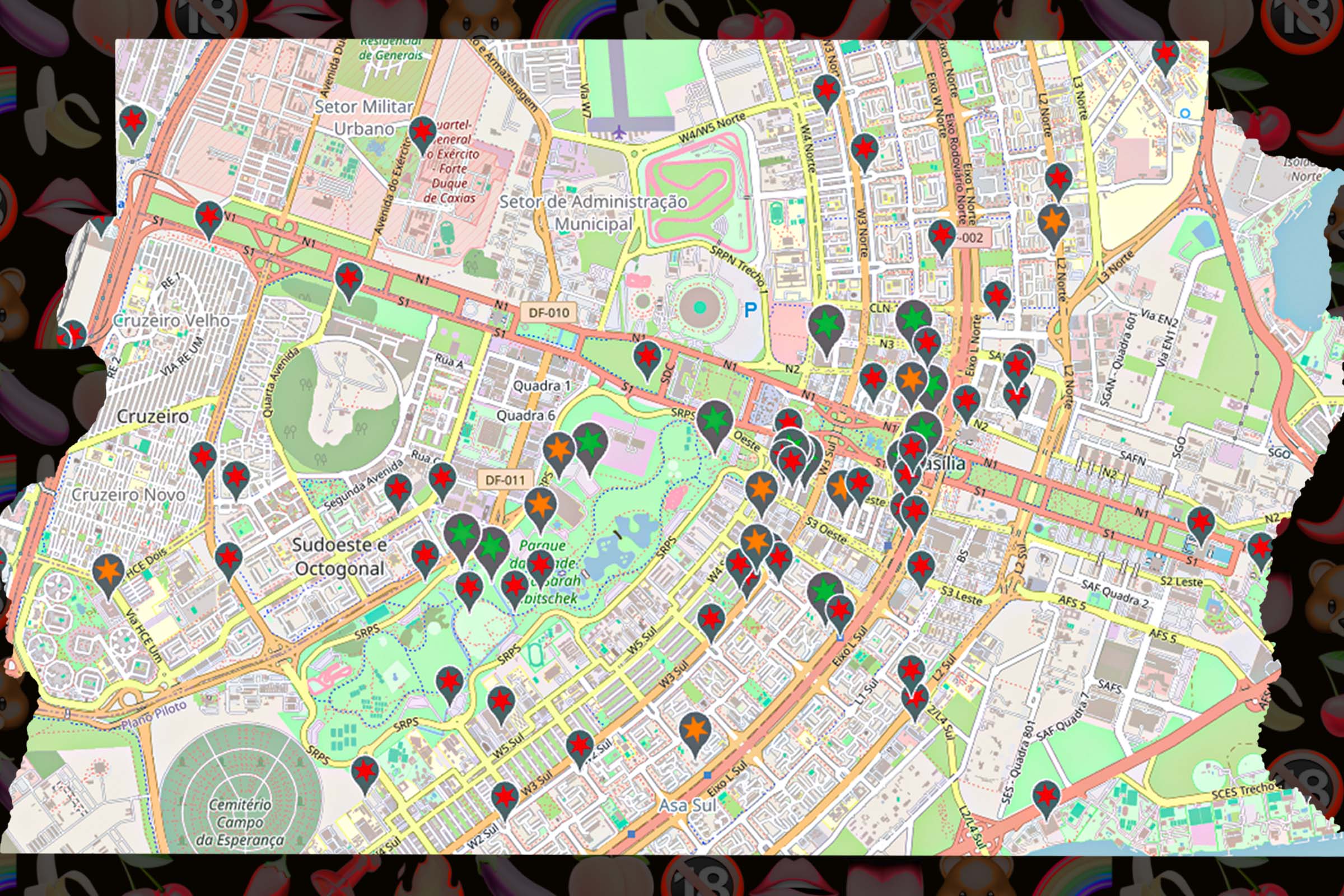 "Rua do Chupa-Chupa", "Quenga Passiva": mapa revela roteiro da sacanagem gay no DF
