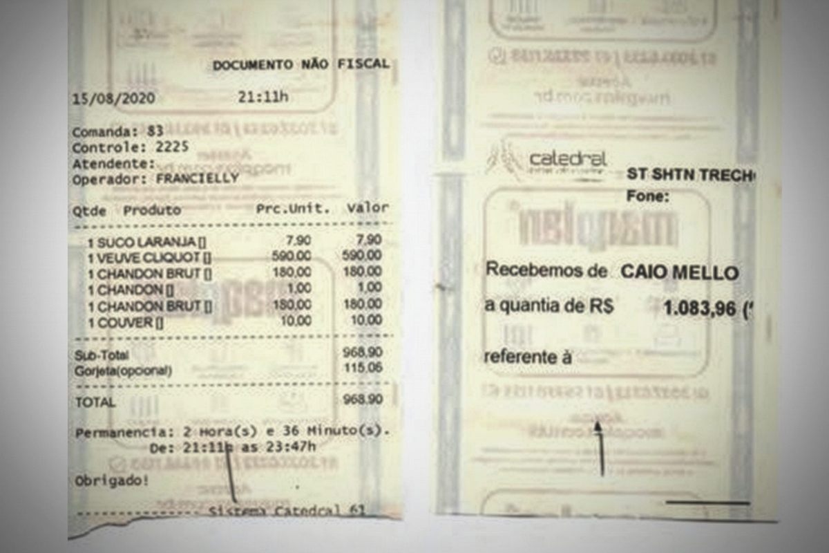 canhoto de pagamento de comanda de bar