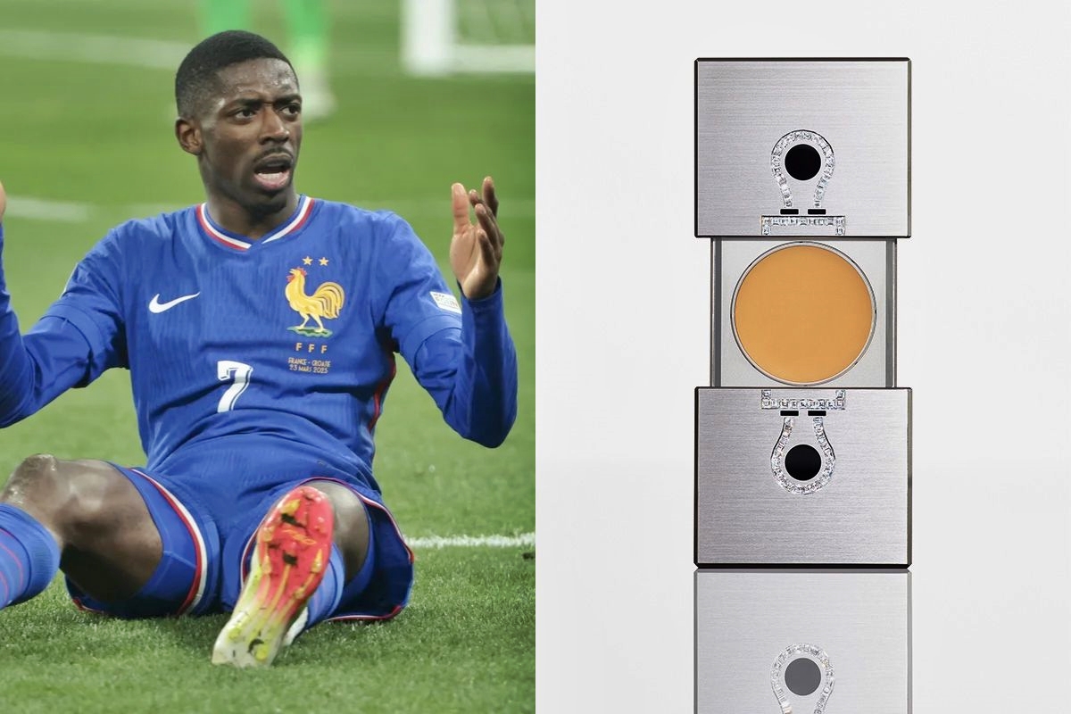 Fotos coloridas de Ousmane Dembelé e perfume