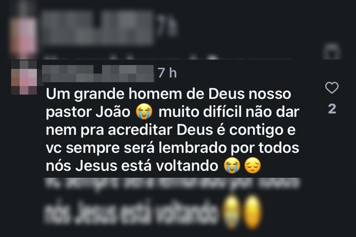 Conhecida lamenta morte do pastor