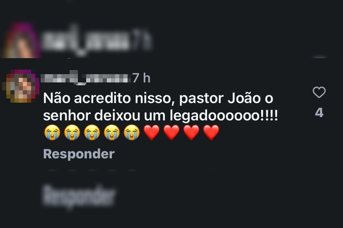 Comentário nas redes sociais sobre o legado da vítima