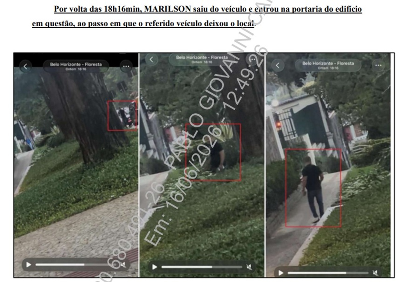 Em 02/03/2026, uma equipe policial identificou uma Range Rover preta estacionada em frente ao prédio de Marilson
