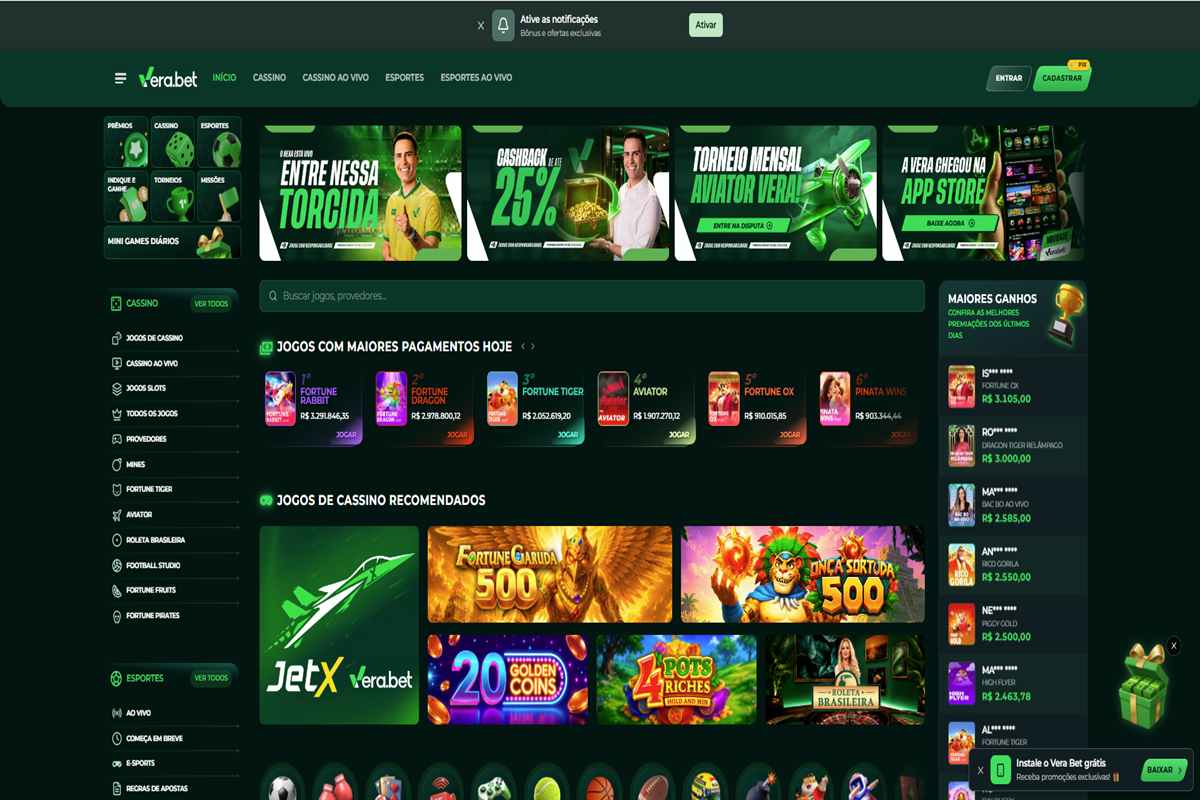 A Vera bet é a plataforma que mais paga, com saque de até R$ 300 mil