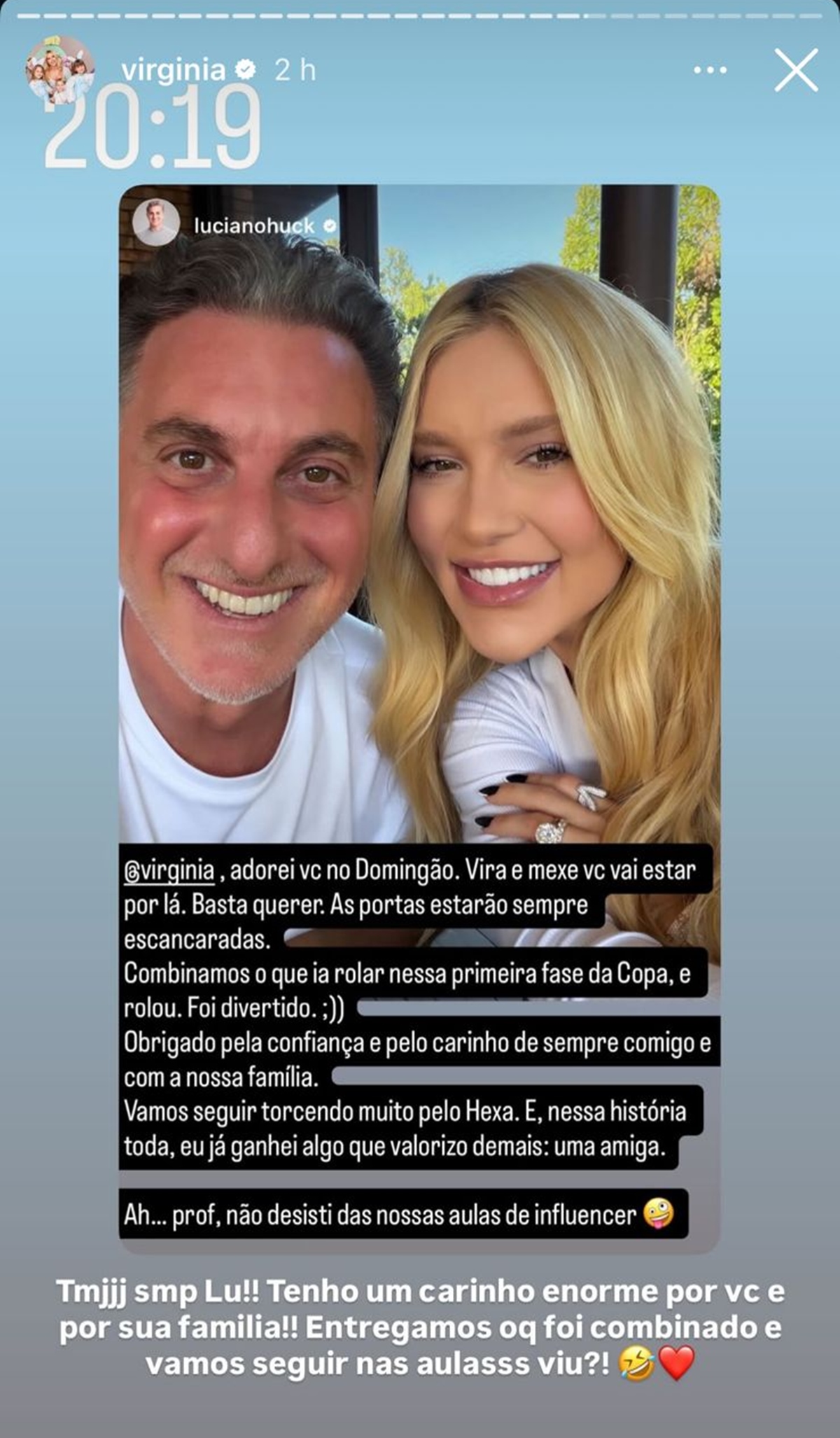 Luciano Huck e Virginia confirmam fim do quadro da influenciadora no Domingão