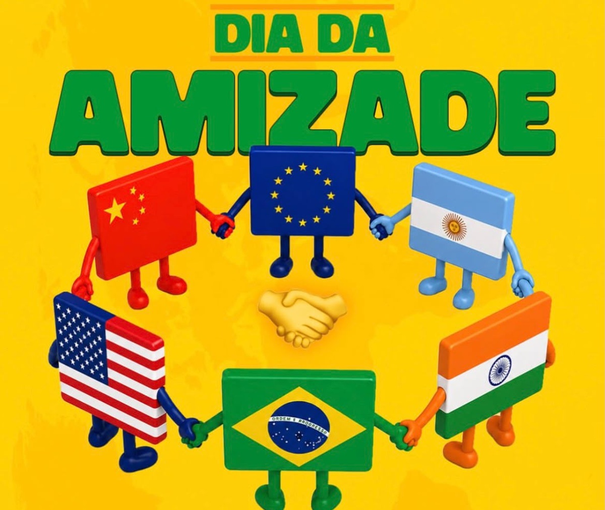 Governo posta bandeiras do Brasil e EUA de mãos dadas no Dia do Amigo