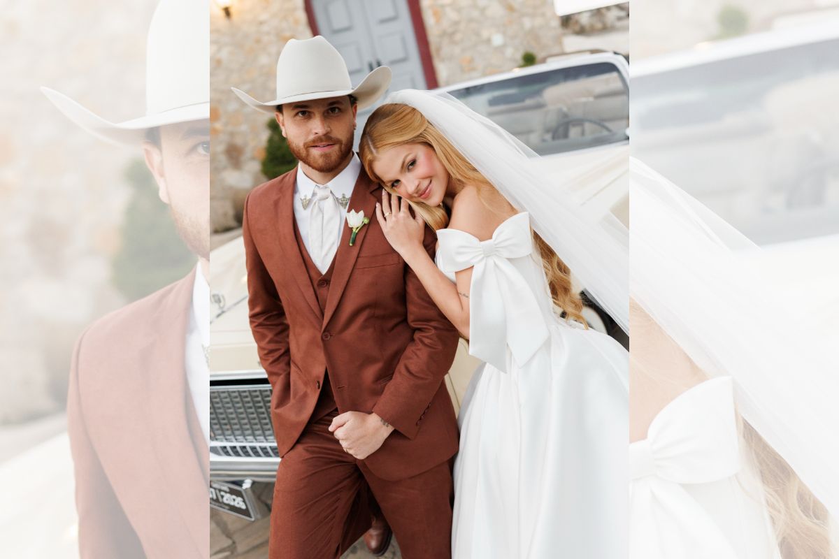 Gustavo Tubarão e esposa em casamento