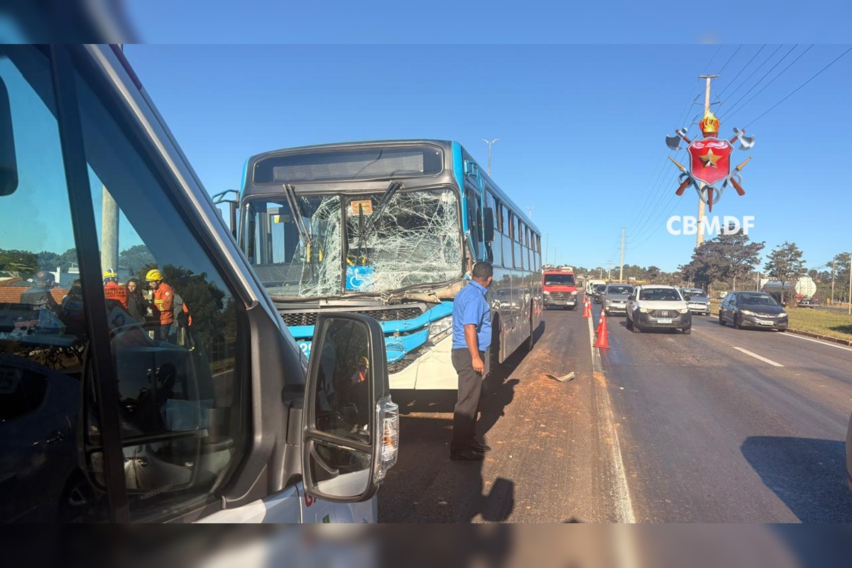Acidente entre ônibus e caminhão deixa seis feridos no DF