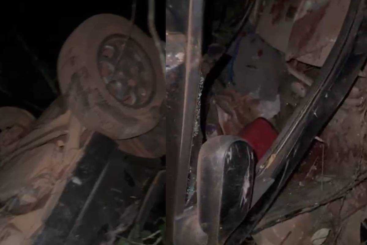 Casal é resgatado após carro cair em ribanceira de 50 metros