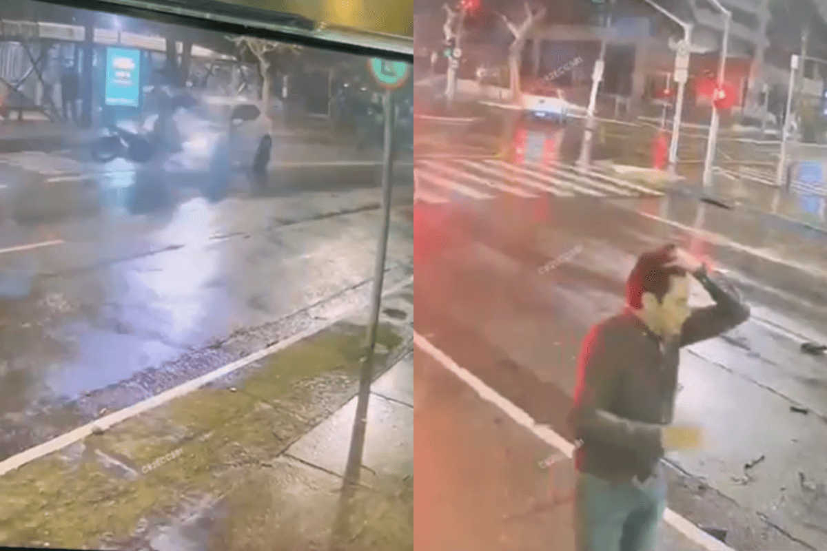 Vídeo mostra momento em que PM foi atingido por carro na contramão