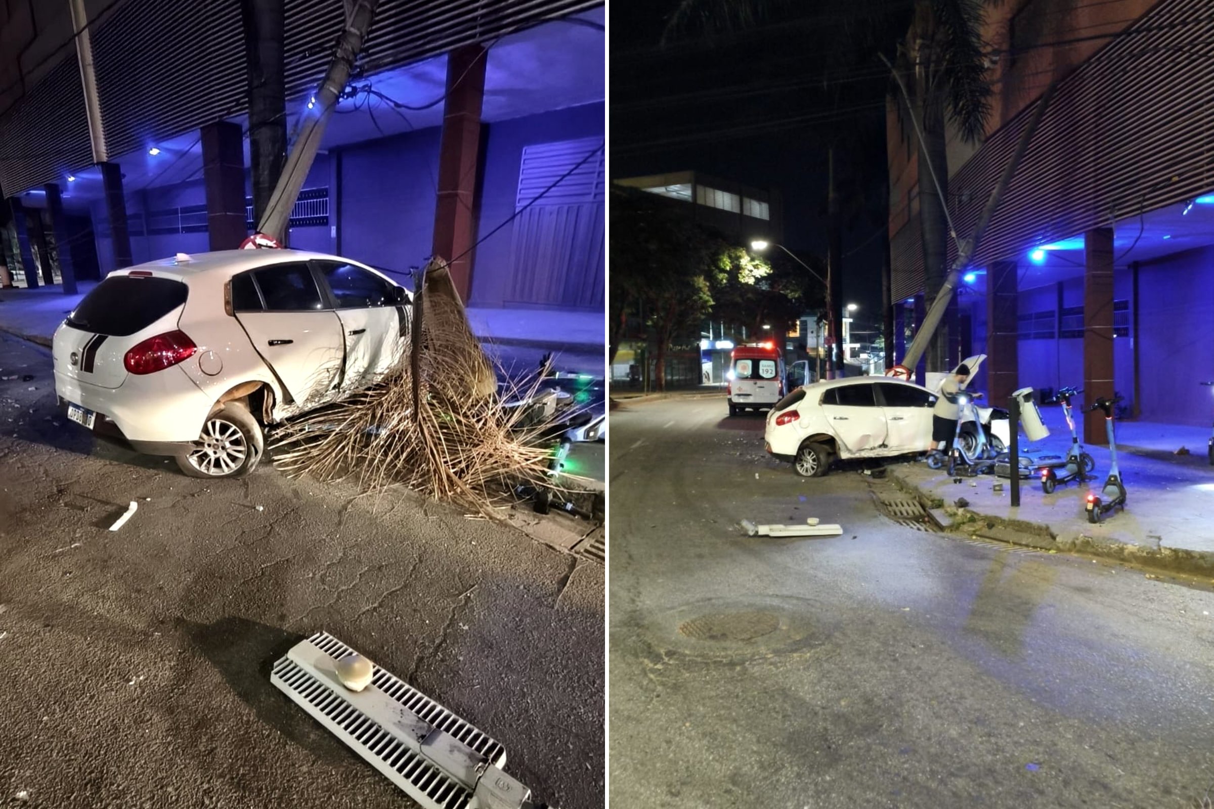 acidente carro bate em poste BH