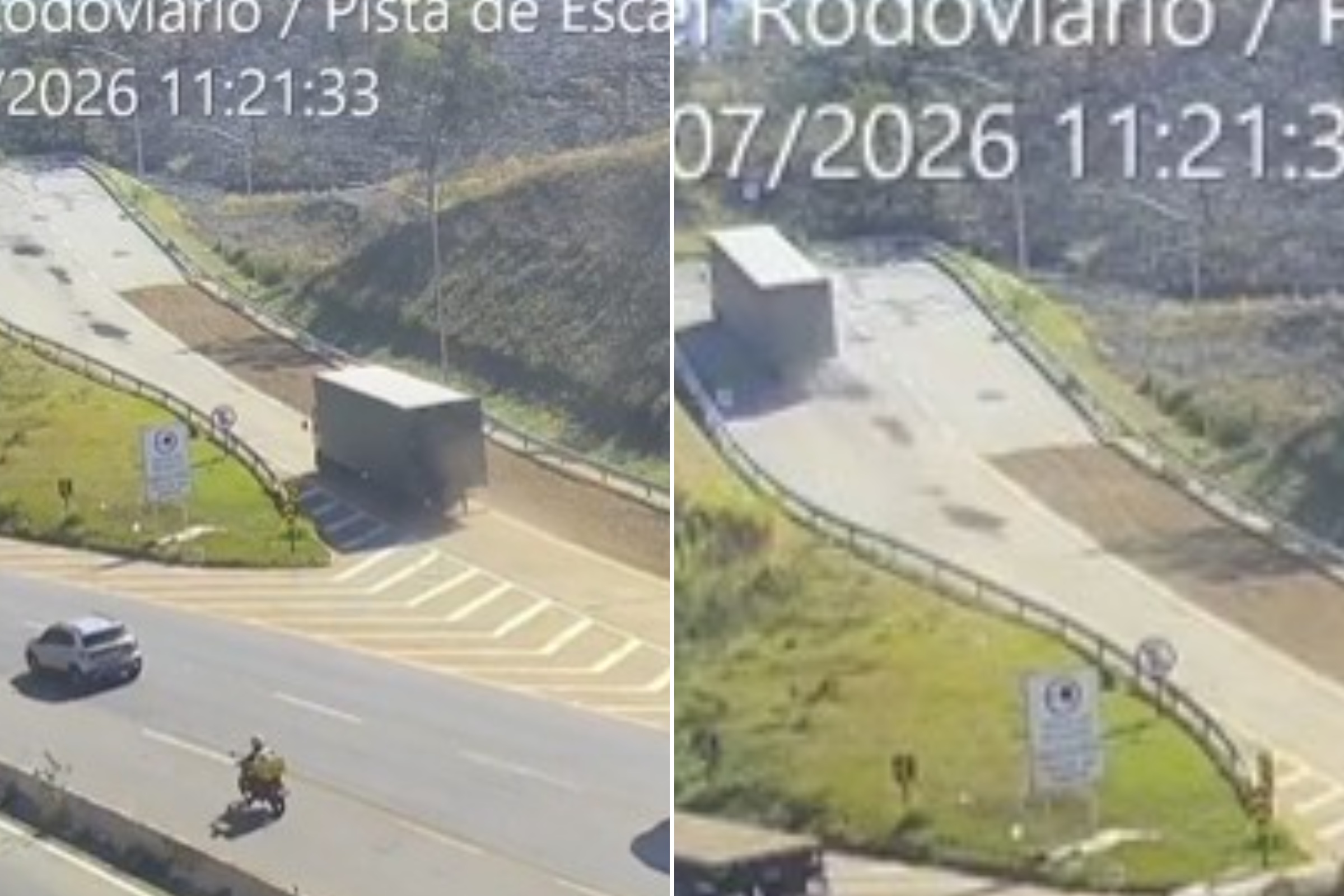 Caminhão utiliza área de escape do Anel Rodoviário e evita acidente