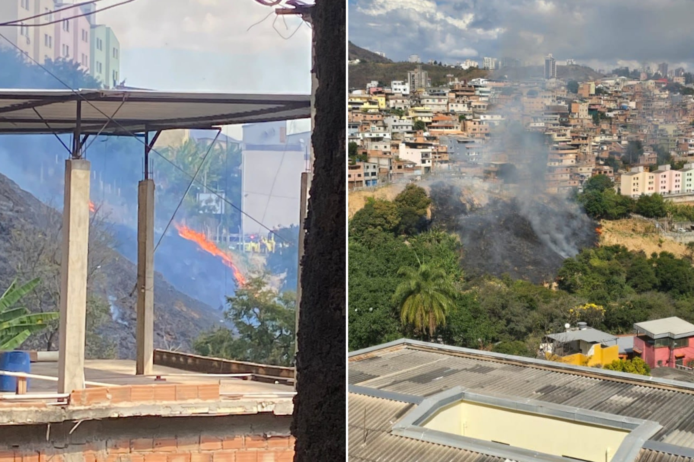 Incêndio em vegetação é controlado acima do Parque Santo Antônio, em BH