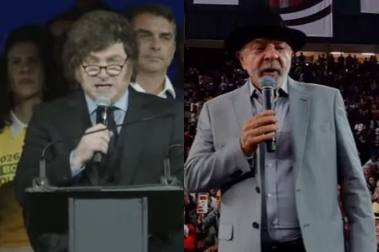 Lula e Milei discursaram por 27 minutos em convenções simultâneas