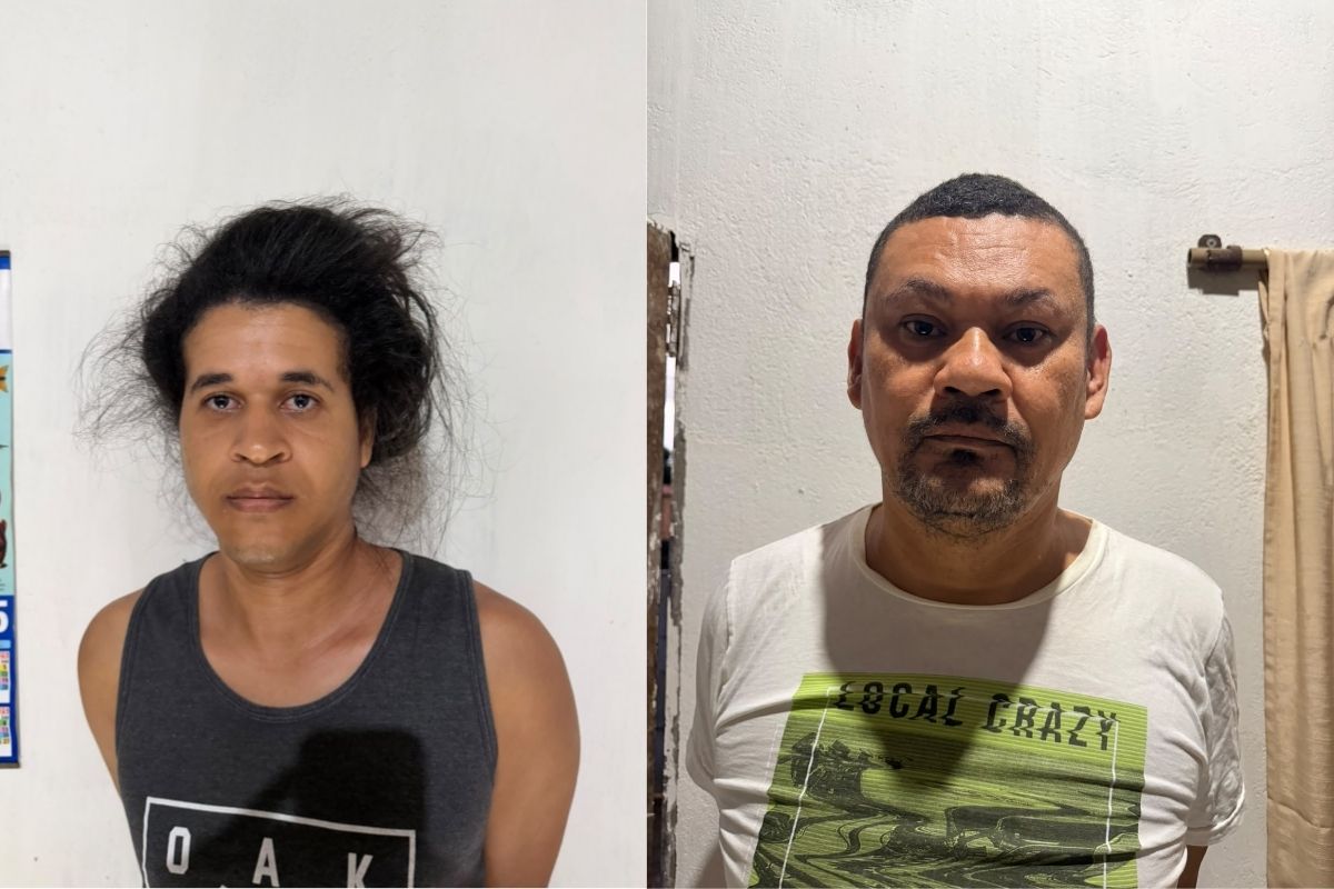Montagem colorida de homens presos por matar e enterrar casal desaparecido no litoral de São Paulo.