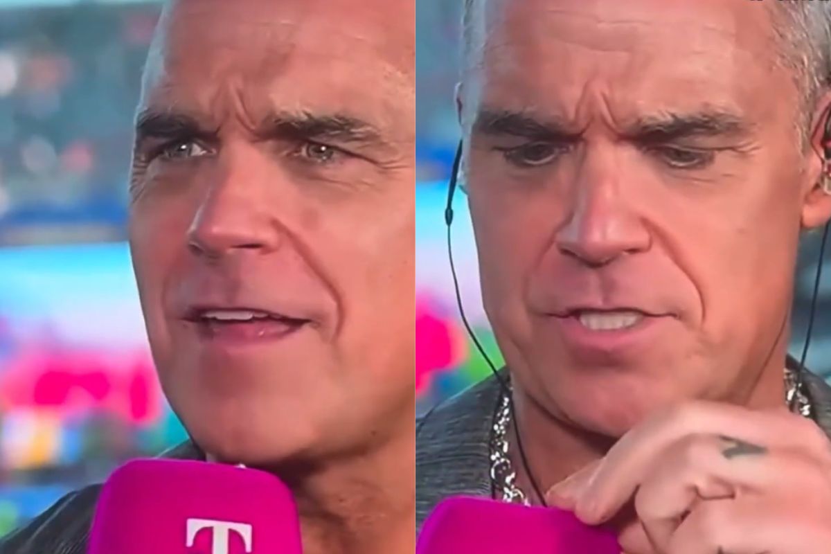 Robbie Williams explica fragmento branco que caiu de sua boca em estrevista
