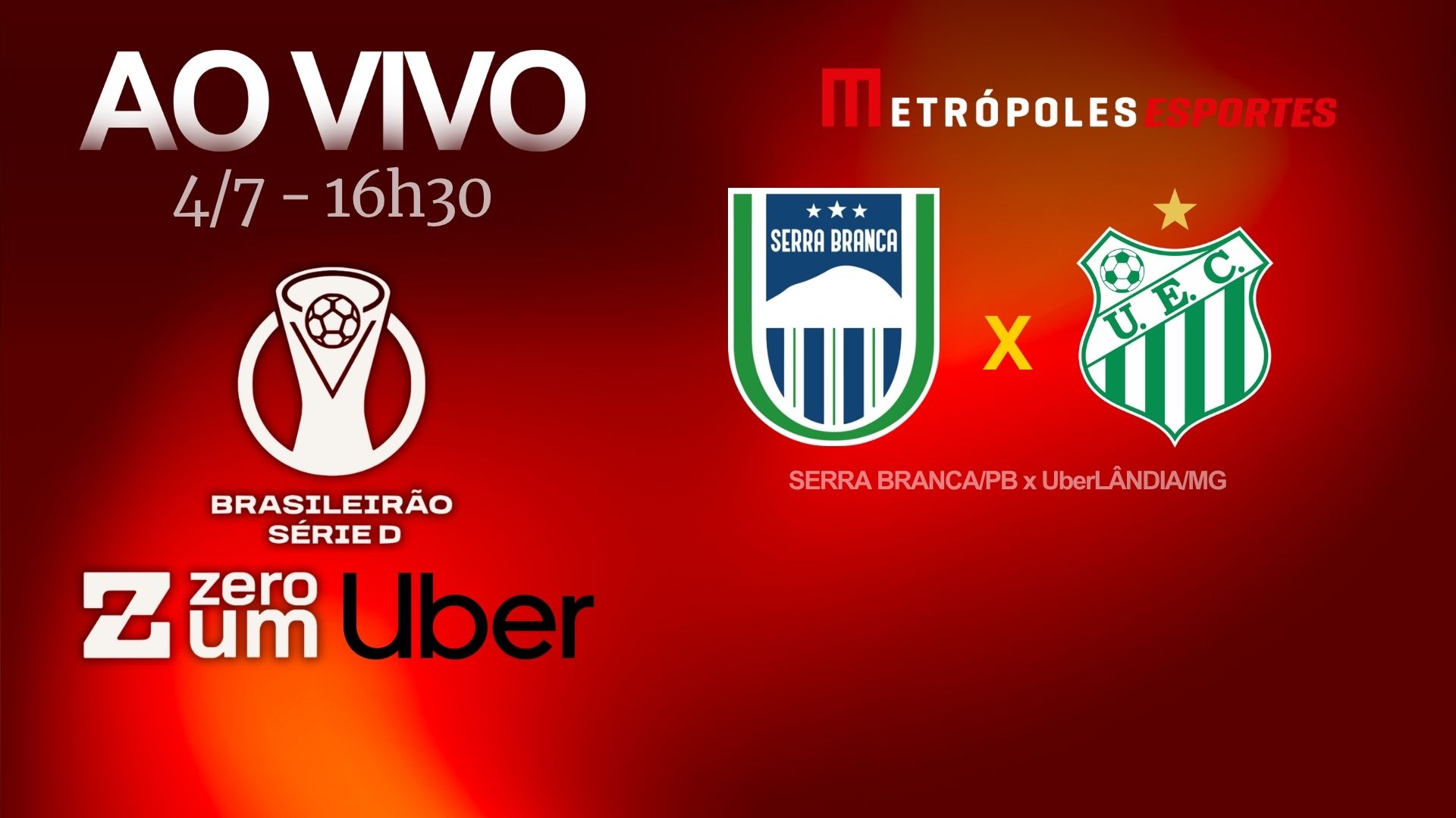 Série D ZeroUm: Metrópoles transmite Serra Branca-PB x UberLÂNDIA-MG