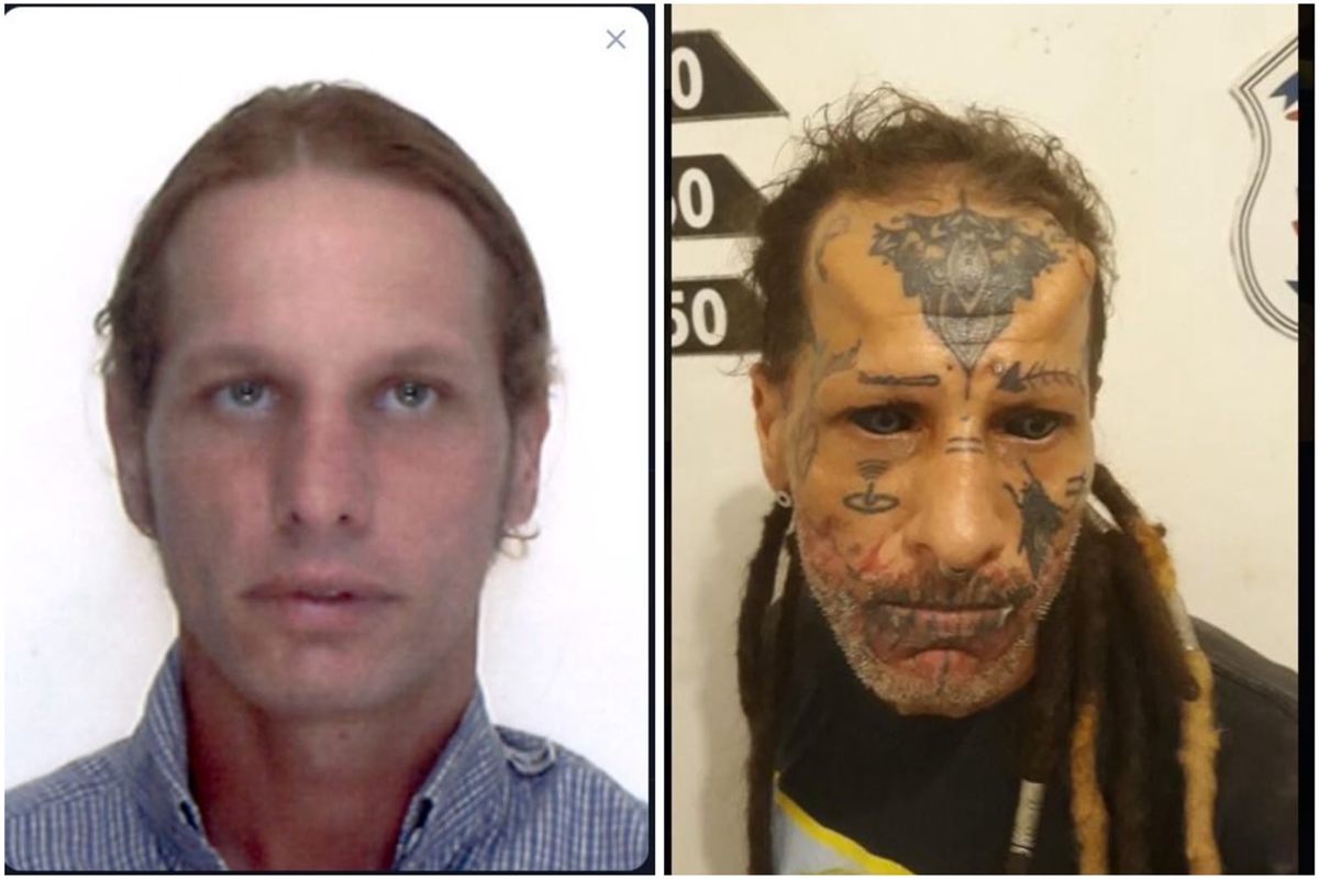 homem com cara limpa e com o rosto tatuado