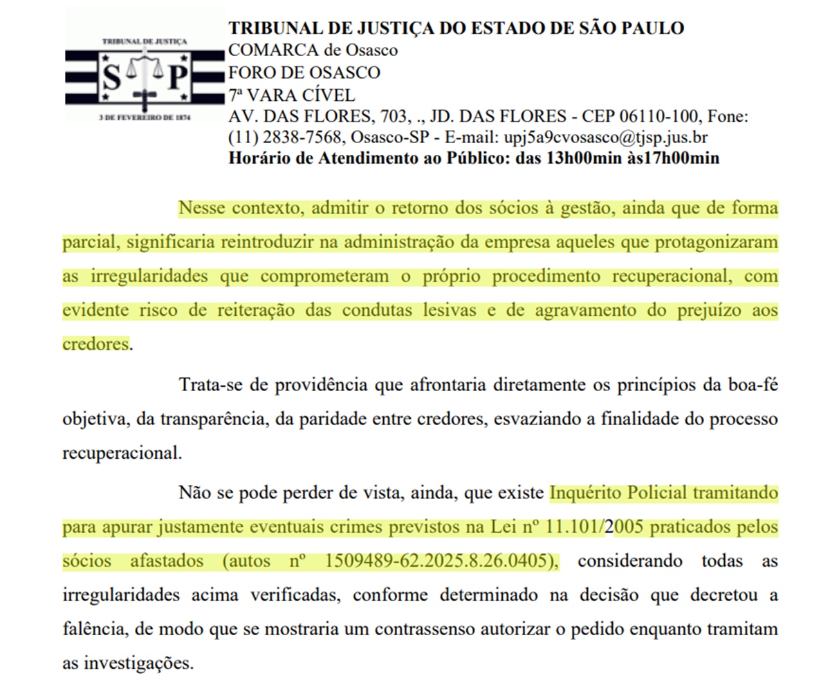 Juíza aponta "protagonismo" de Geraldo Rufino em fraudes na recuperação judicial da JR Diesel