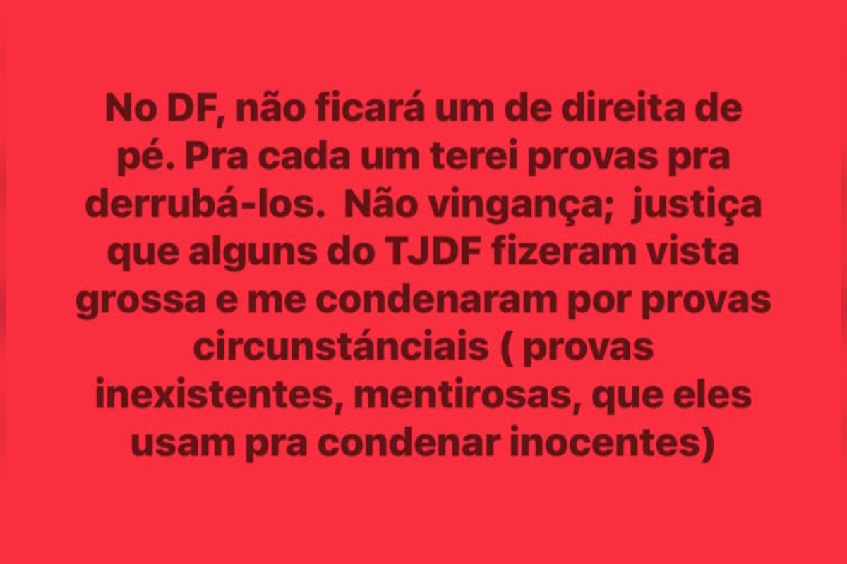 Suspeito de matar casal no DF circulava com mensagem colada no carro 23 Publicação nas redes sociais do suspeito