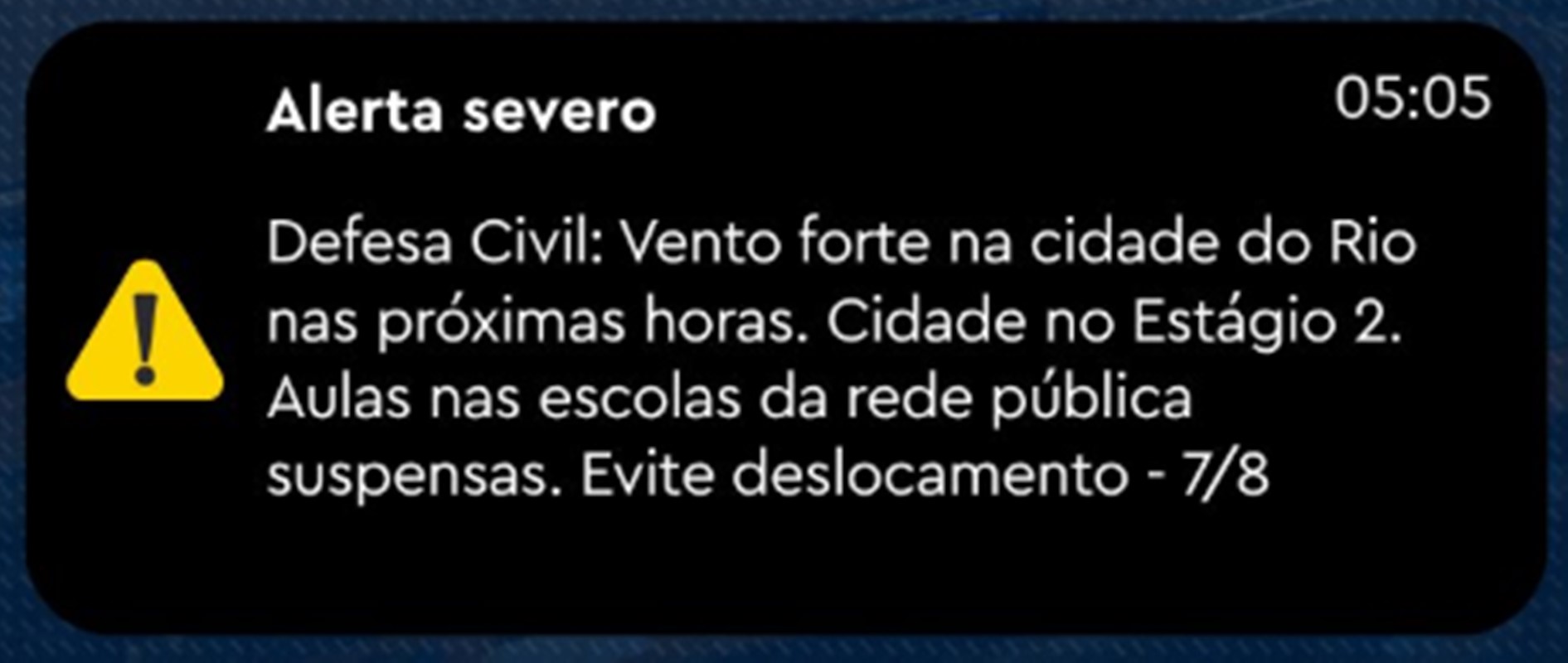 Defesa Civil emite alerta para o Rio