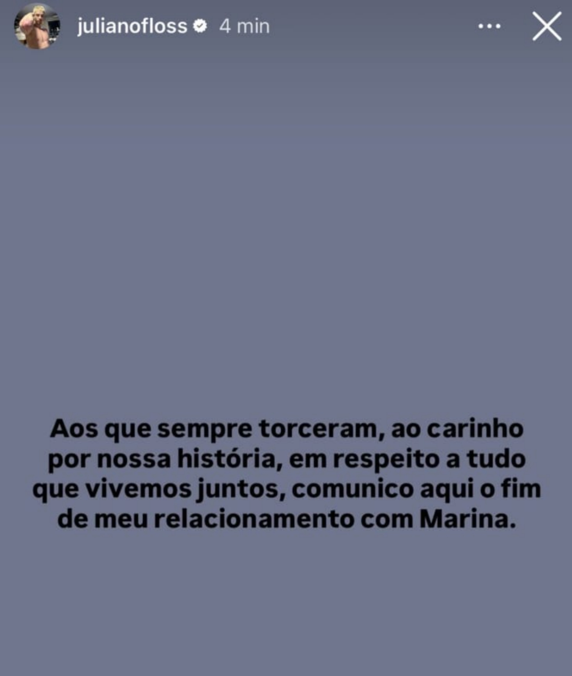 Juliano Floss anuncia fim do relacionamento com Marina Sena