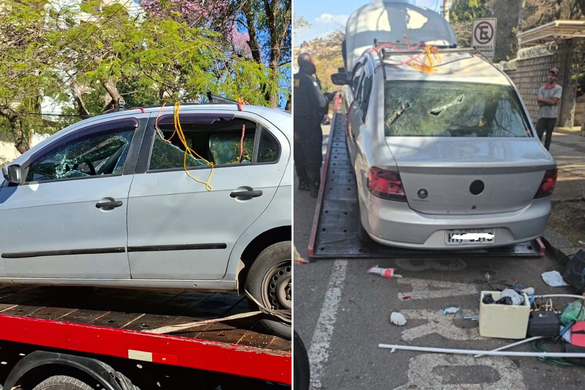 carro danificado em Poços de Caldas