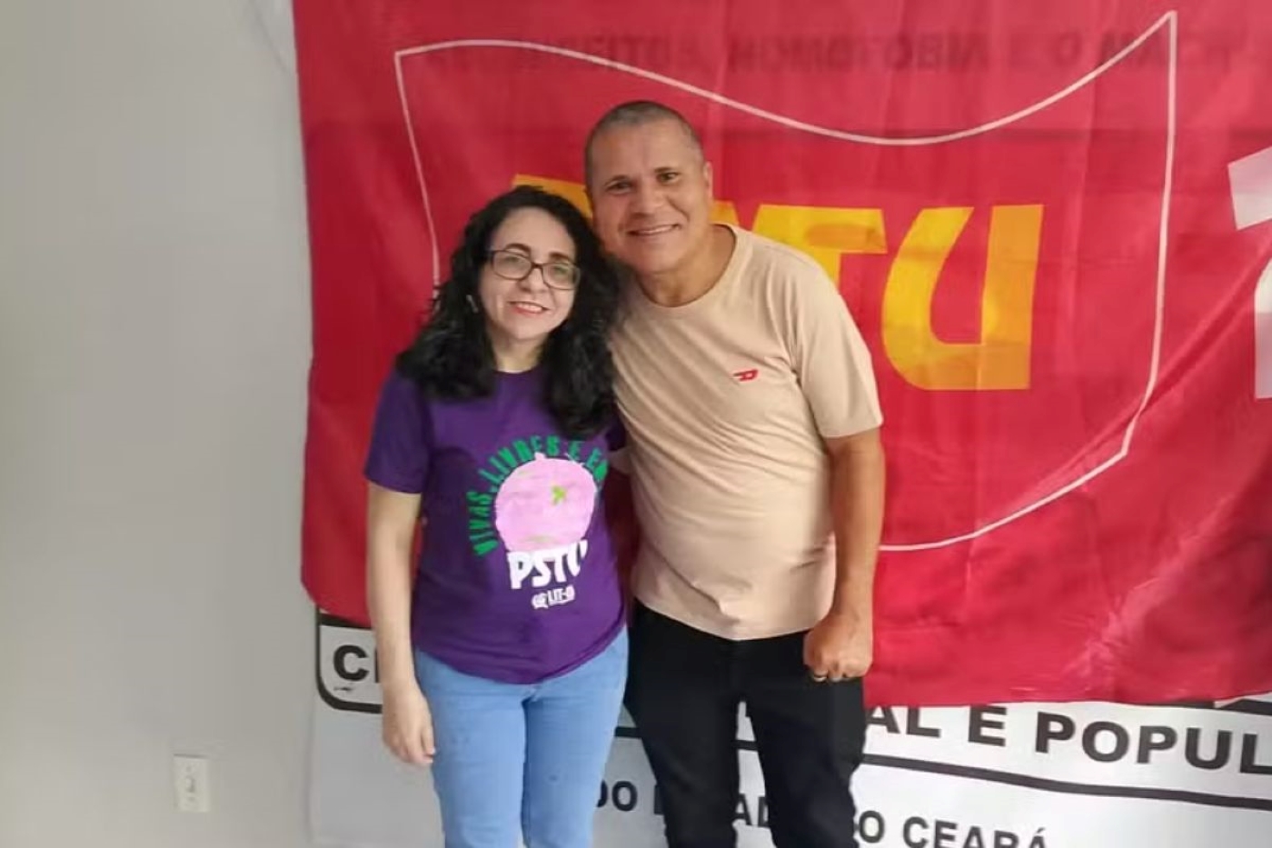 Foto colorida de vonete Félix (à esquerda) e Reginaldo Ferreira (à direita), respectivamente, candidatos a vice-governadora e a senador do PSTU - Metrópoles
