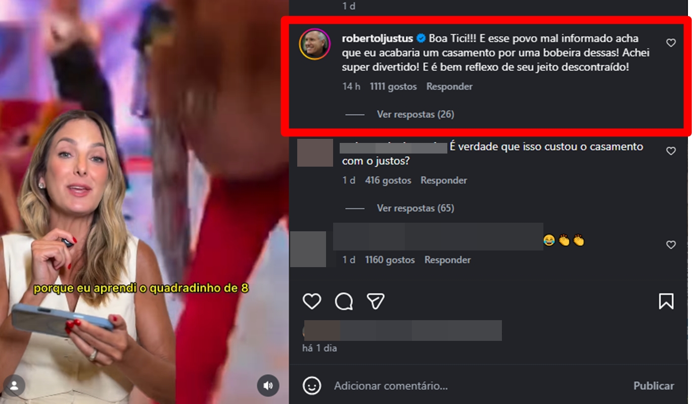 Roberto Justus nega que tenha terminado casametno por vídeo do Quadradinho de Oito de Ticiane Pinheiro