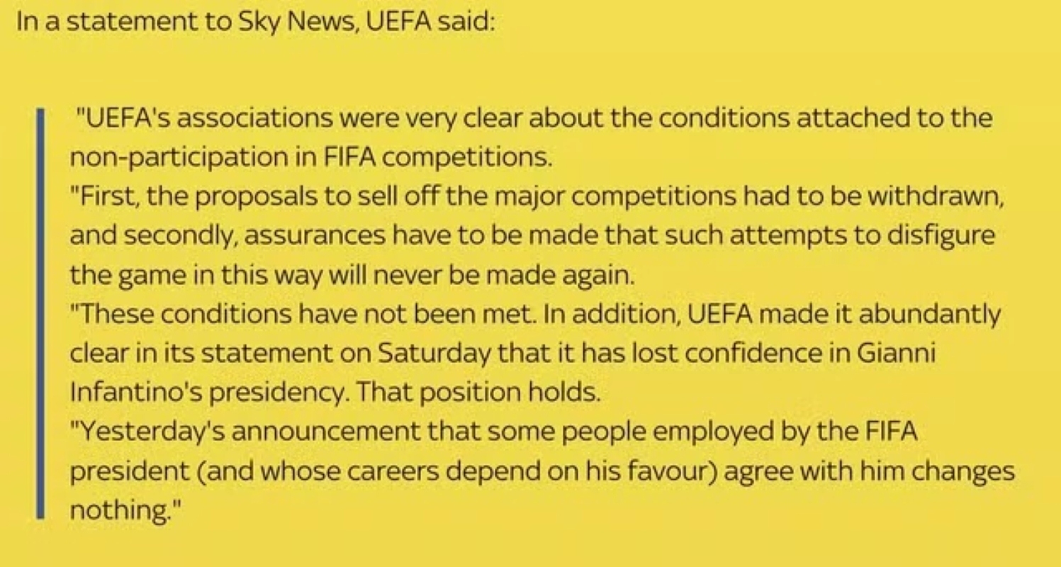 Foto colorida de nota da Uefa - Metrópoles