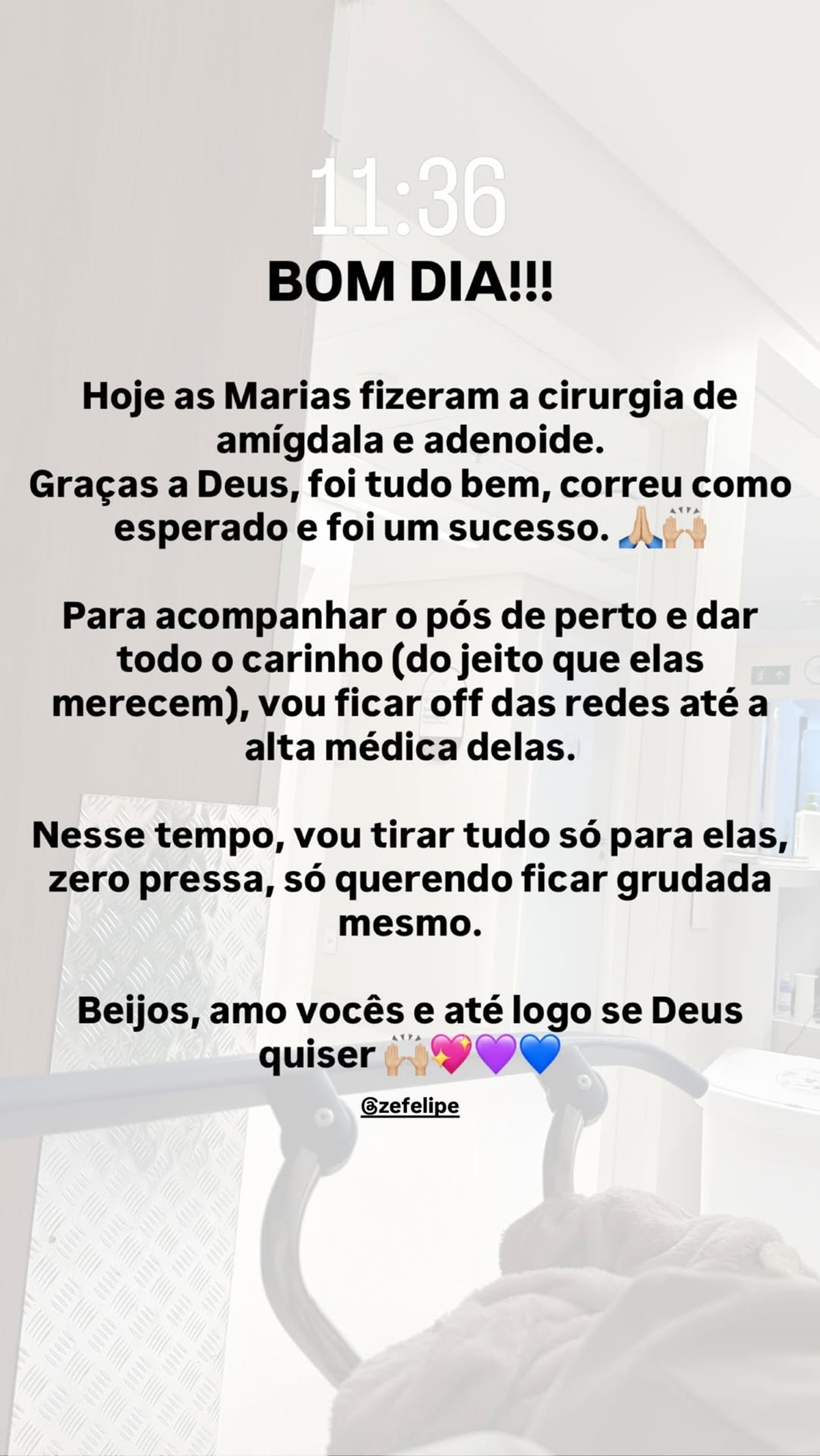 Print de postagem de virginia fonseca sobre cirurgia das filhas - Metrópoles