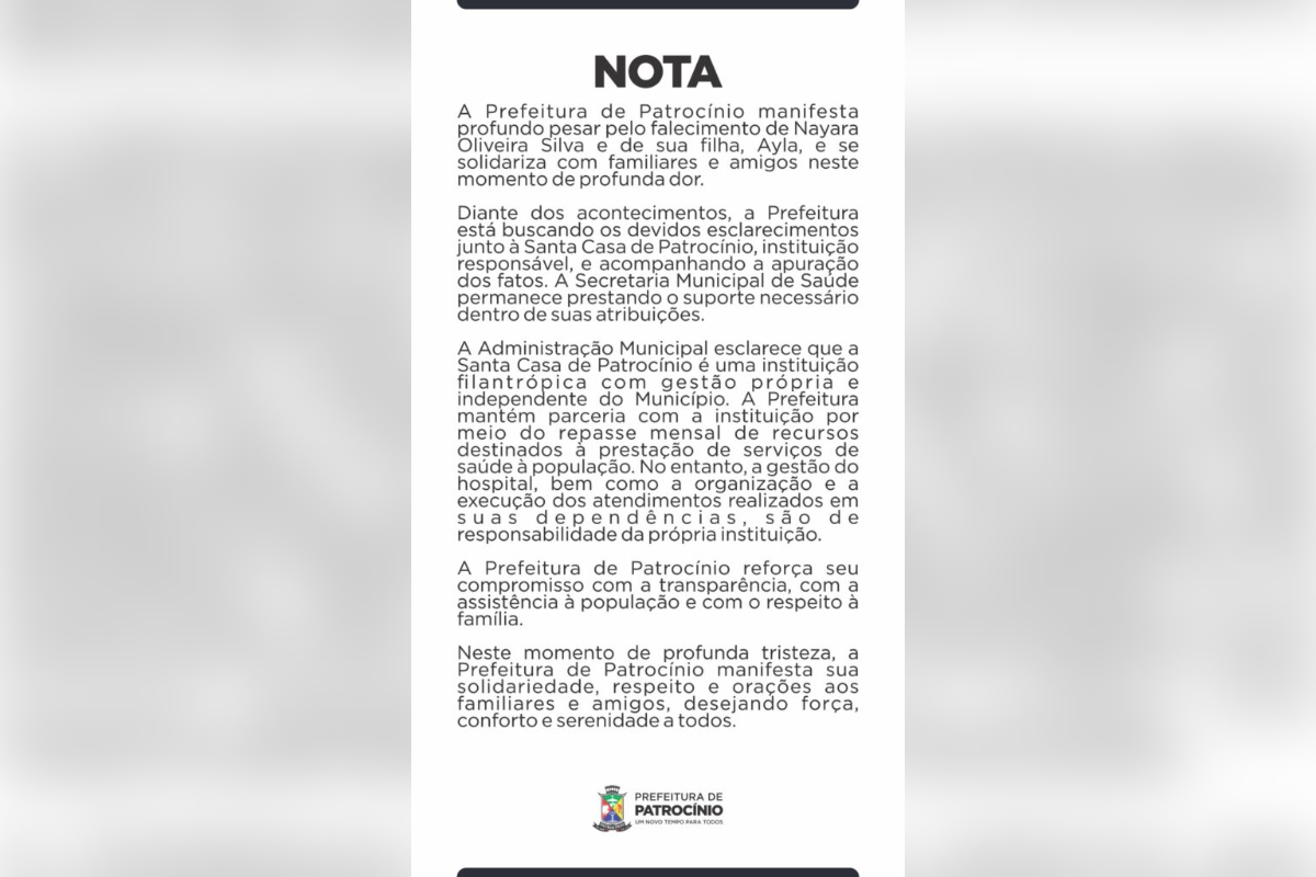 nota prefeitura Patrocínio