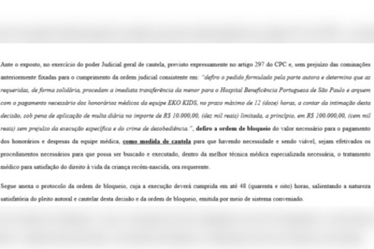 Foto colorida de decisão judicial da Mariah - Metrópoles