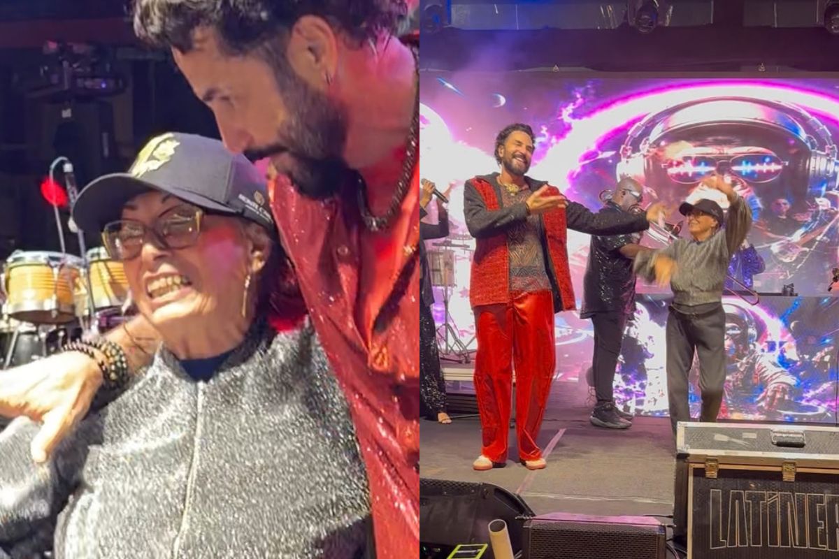 Latino se declara para a mãe após show e conta bastidores: “Roubou a cena”