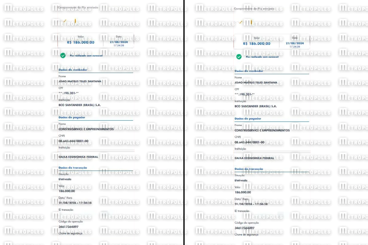 Quesede Ayres envia comprovantes de pagamento a Roberta Luchsinger feitos por Eduardo "DP", da Construservice