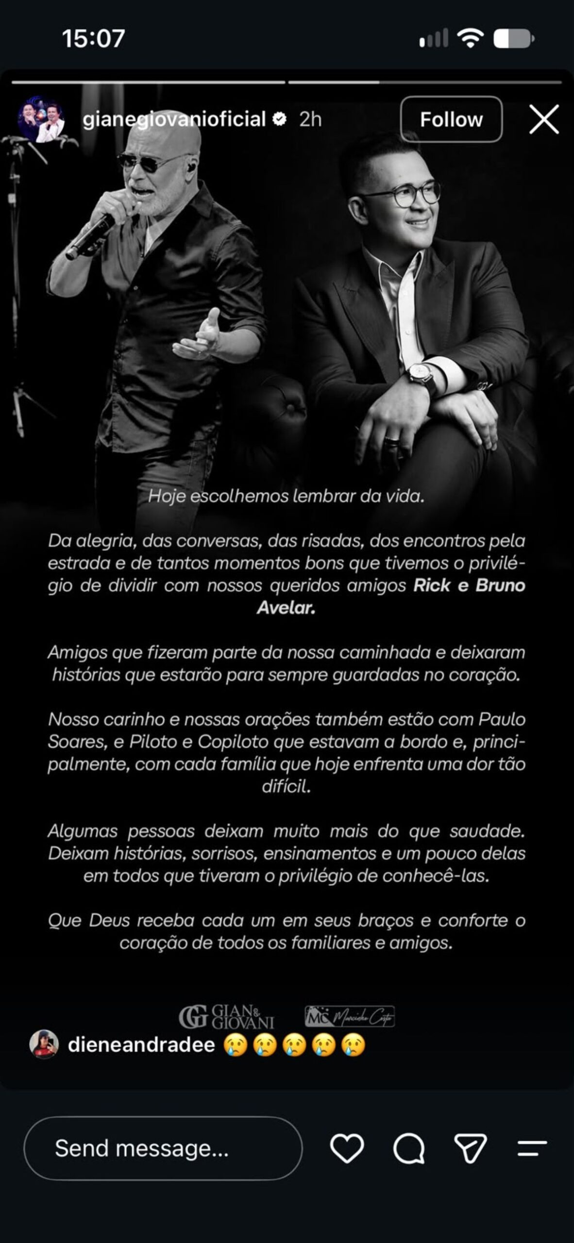 Ex-dupla de Rick lamenta morte do sertanejo após queda de helicóptero - Metrópoles