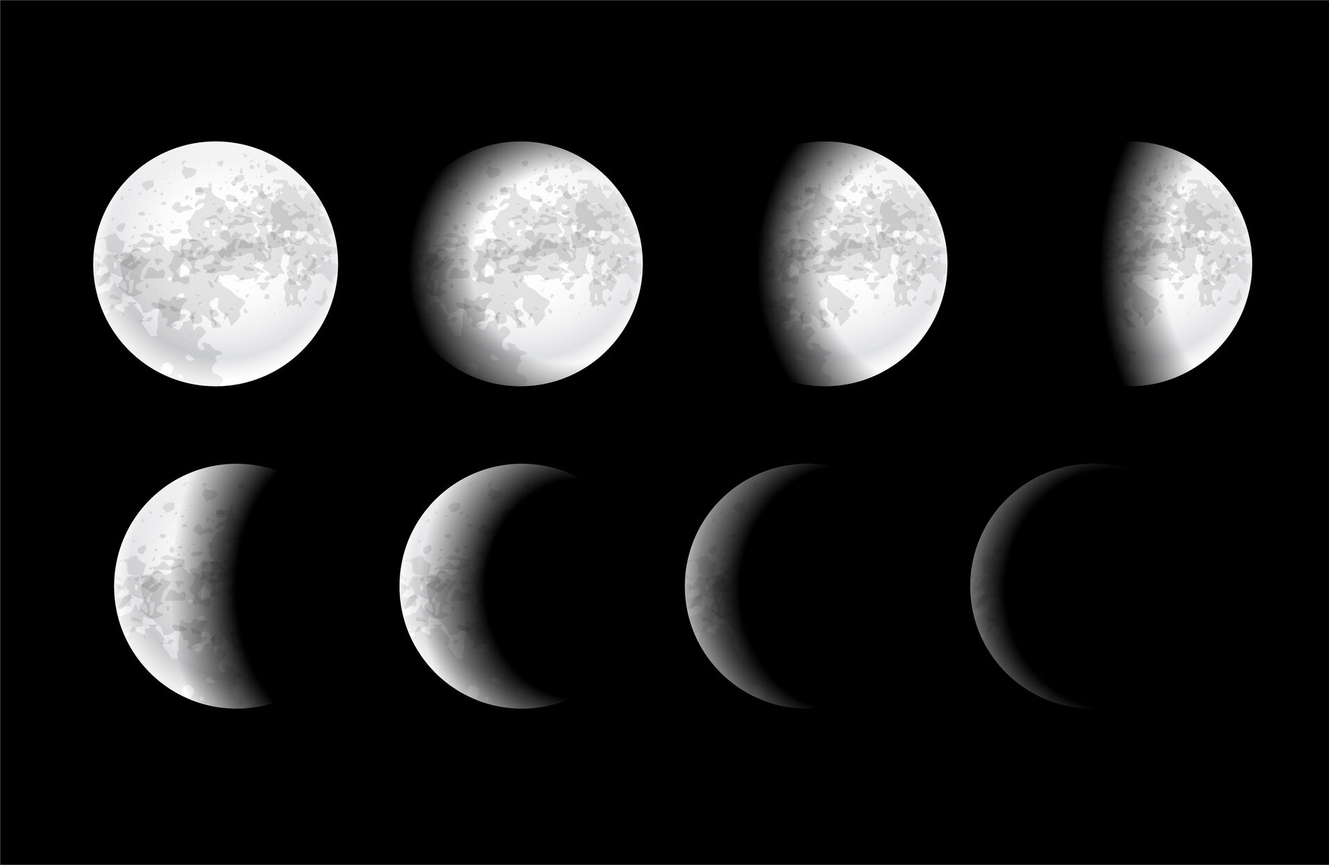 Imagem mostra as fases da Lua - Metrópoles
