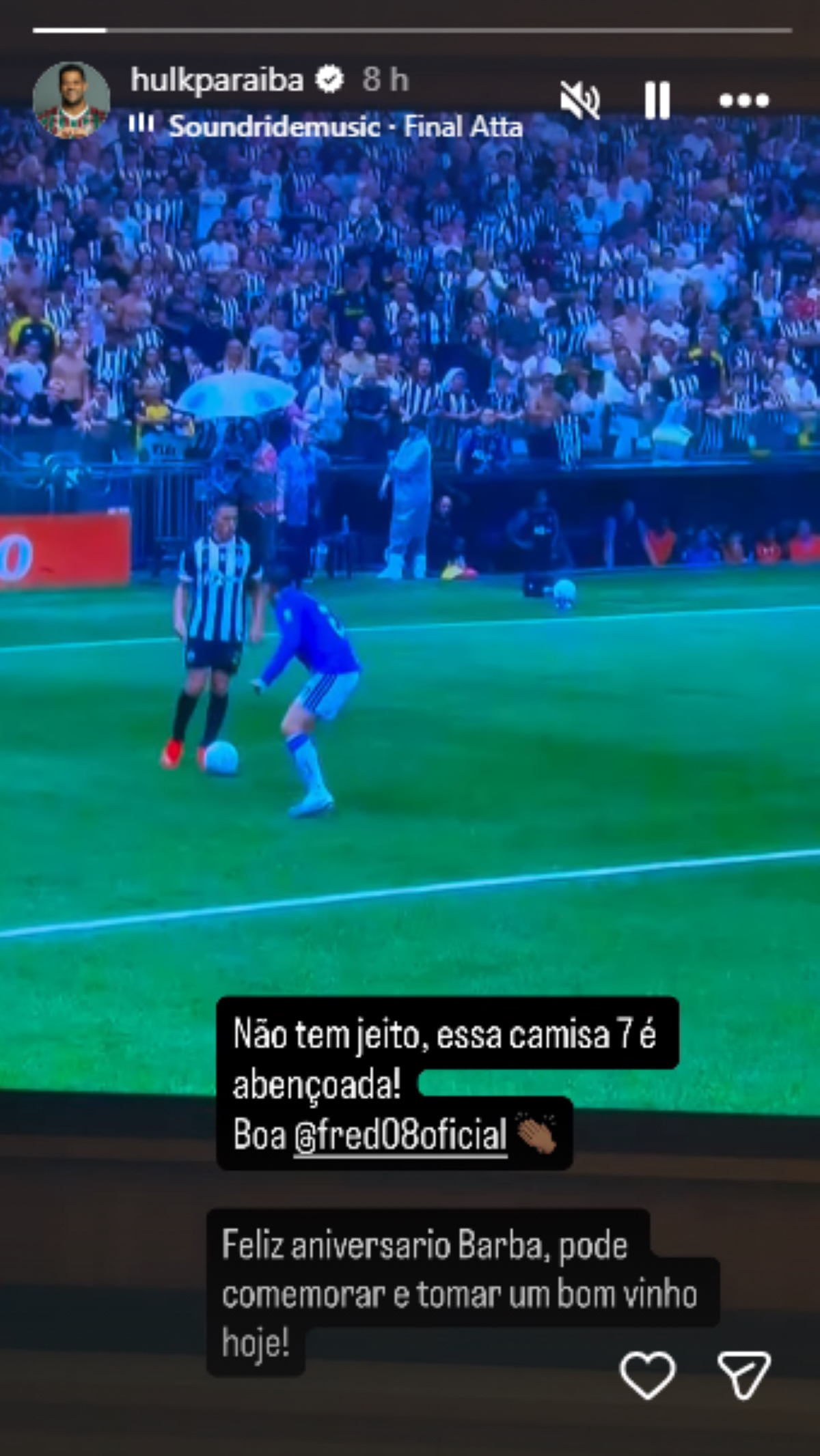 Imagem colorida de post do atleta Hulk sobre o Atlético-MG- Metrópoles