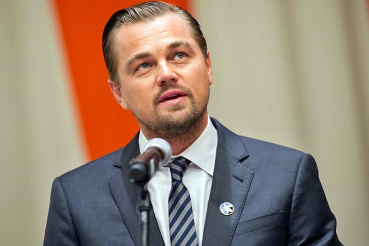 Leonardo DiCaprio, ator e Mensageiro da Paz da ONU, discursa na exibição do documentário "Before the Flood" (Antes do Dilúvio). .