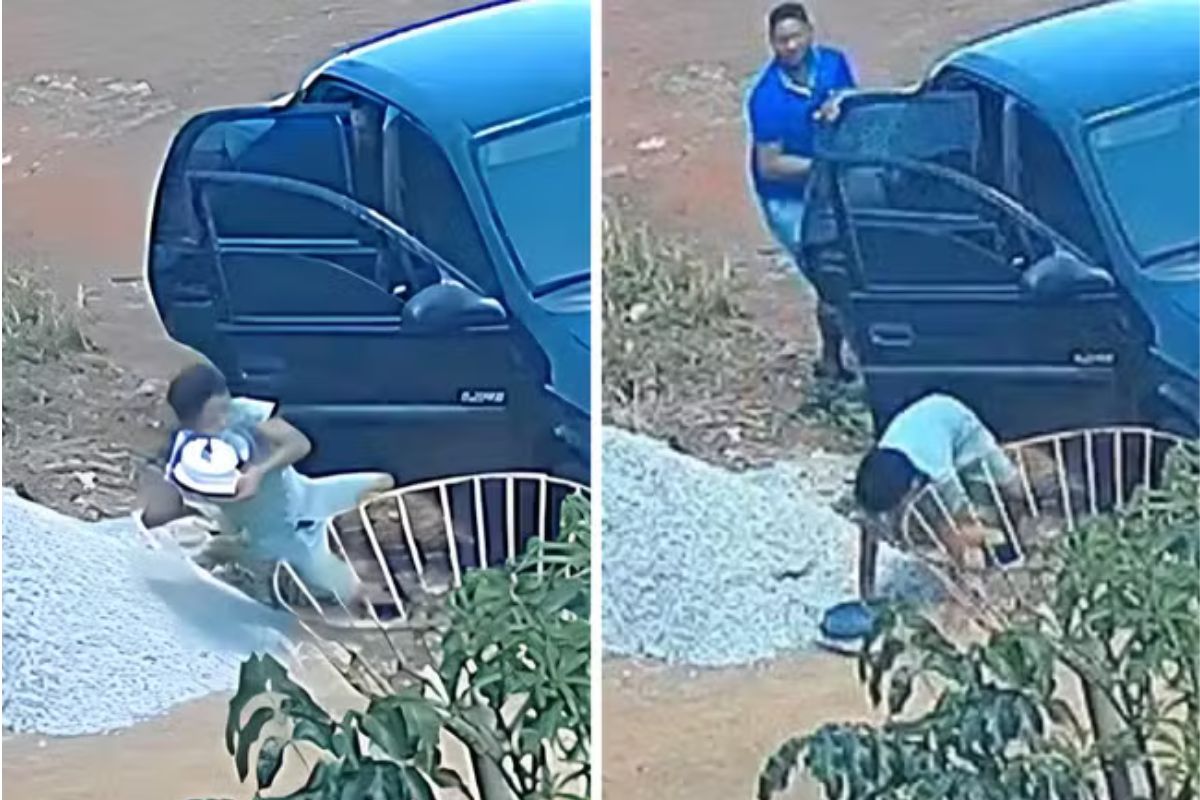 Menino cai e derruba bolo de aniversário da mãe no chão