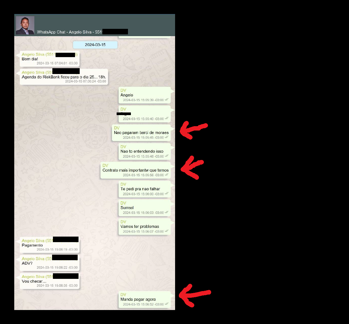 Daniel Vorcaro dá bronca em funcionário por atrasar pagamento de escritório da esposa de Alexandre de Moraes